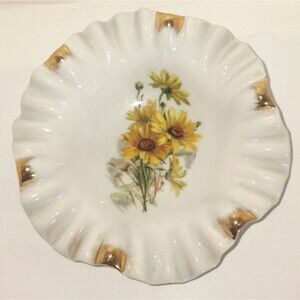 Mitterteich Bavaria Germany Porcelain Candy Dish Black Eyes Susan Flowers 6132